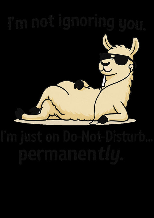 Funny Llama Shirt – Do Not Disturb Mode On – Sarcastic Llama Graphic Tee with Sunglasses & Earbuds – Introvert Gift – Chill Animal T-Shirt