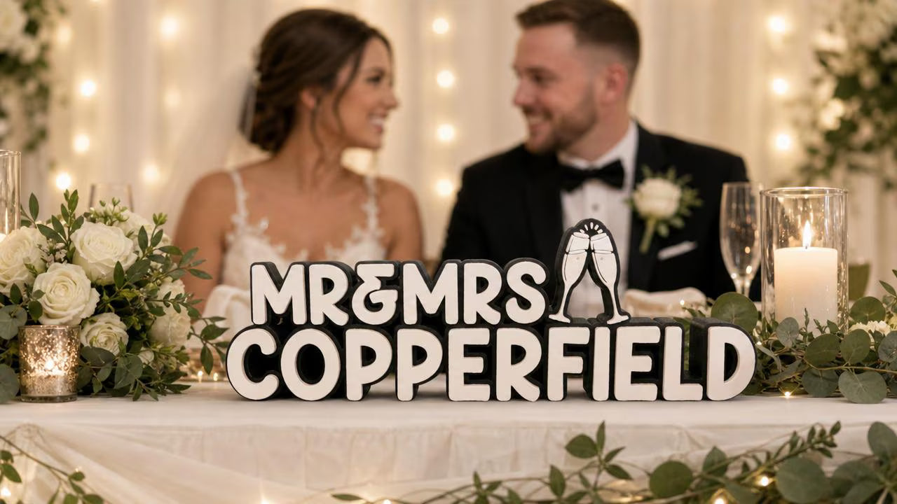 Personalised Mr & Mrs Sign | Custom Surname Plaque | Wedding Gift for Couple | Wedding Table Decor | Newlywed Gift